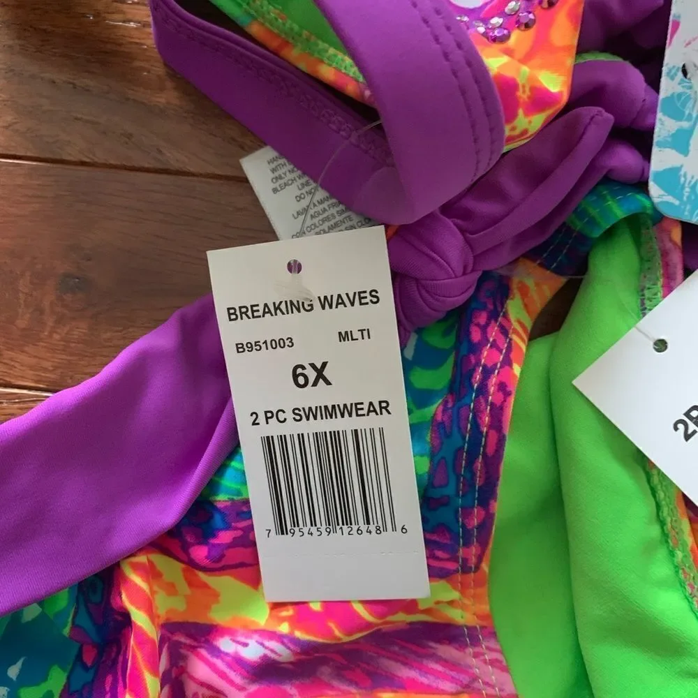 New BREAKING WAVES rainbow bikini swimsuit girls 6